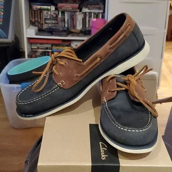 Clarks Shoes Clarks Port View Navy Combi Leather 268698 Mens Size 85 Poshmark